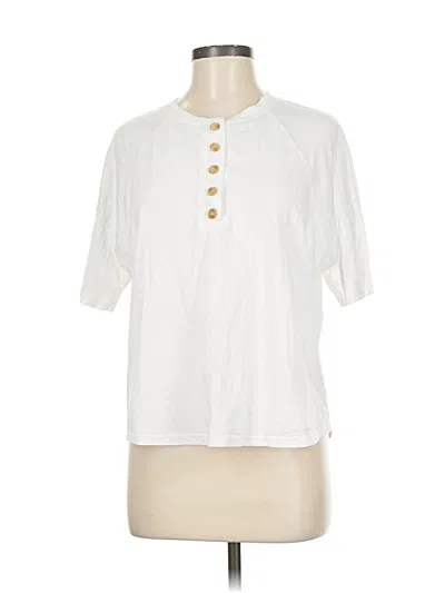 Pre-owned Polagram Short Sleeve Henley Shirt In White