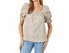 Polagram Square Neck Blouse In Taupe In Gray