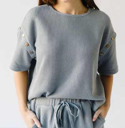 Polagram Steal The Moment Button Detail Top In Light Grey In Gray