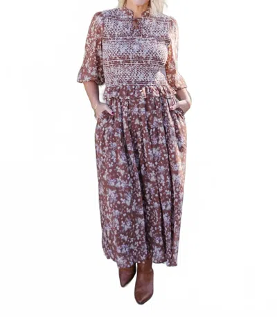 Polagram Tasha Maxi Dress In Brown In Purple