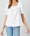 Polagram Textured Square Neck Blouse In Off White In White