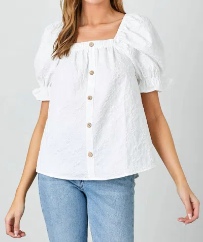 Polagram Textured Square Neck Blouse In Off White