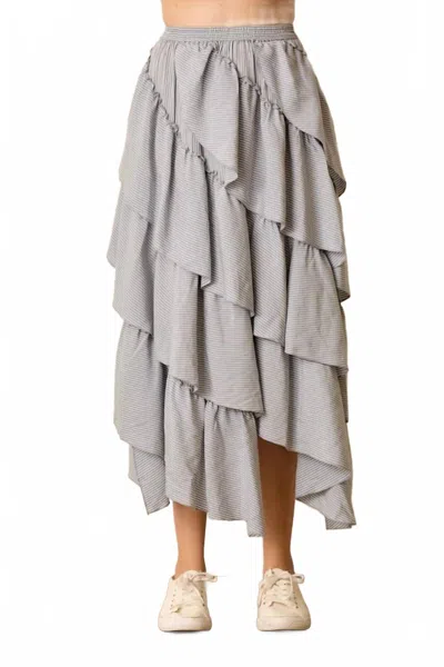 Polagram Tiered Maxi Skirt In Blue In Gray