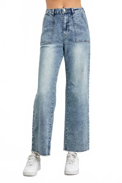 Polagram Winee High-rise Wide Leg Pants In Denim In Blue