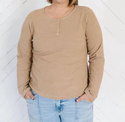 Polagram Women's Martha Striped Top In Camel In Brown