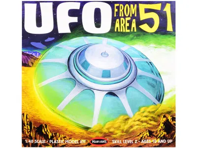 Polar Lights Skill 2 Model Kit Ufo From Area 51 With 2 Aliens And 1 Guard Figurines 1/48 Scale Model By Polar Lig In Metallic