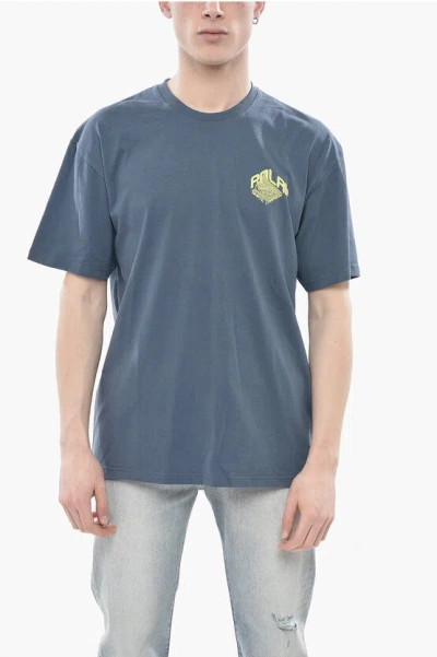 Polar Skate Solid Crew Neck T-shirt With Printed Logo In Blue