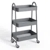 Polarissa 3-layer Practical Mobile Trolley, Metal Movable Storage Rack, With Lockable Casters