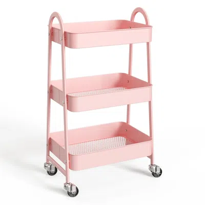 Polarissa 3-layer Practical Mobile Trolley, Metal Movable Storage Rack, With Lockable Casters