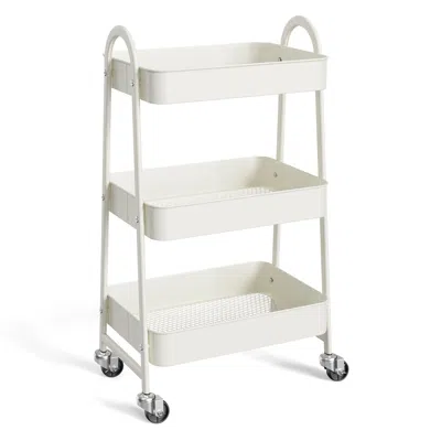 Polarissa 3-layer Practical Mobile Trolley, Metal Movable Storage Rack, With Lockable Casters