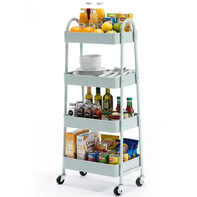 Polarissa 4-layer Practical Mobile Trolley, Metal Movable Storage Rack, With Lockable Casters