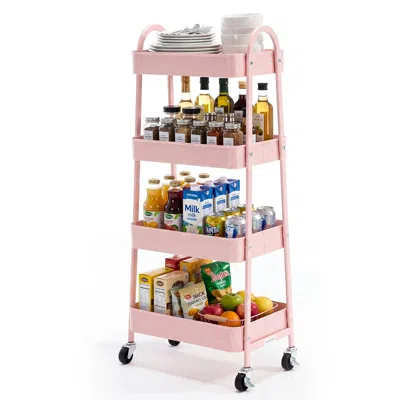 Polarissa 4-layer Practical Mobile Trolley, Metal Movable Storage Rack, With Lockable Casters