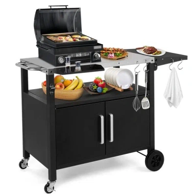Polarissa Outdoor Grill Cart With Storage, Rolling Bar Cart Movable Kitchen Island For Bbq, Patio Dining Cart 