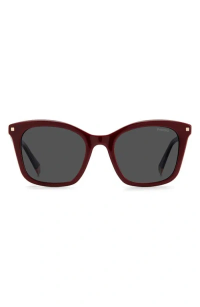 Polaroid 51mm Polarized Rectangular Sunglasses In Burgundy/gray Polar