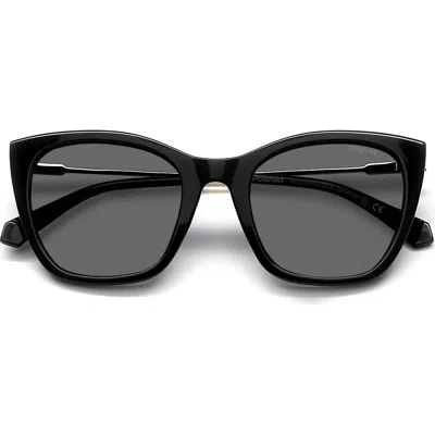 Polaroid 52mm Polarized Cat Eye Sunglasses In Black/gray Polar