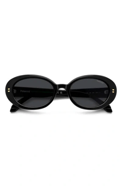 Polaroid 52mm Polarized Oval Sunglasses In Black