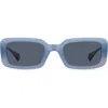 Polaroid 52mm Polarized Rectangular Sunglasses In Azure/blue Polarized