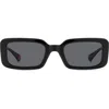 Polaroid 52mm Polarized Rectangular Sunglasses In Black/gray Polarized