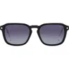 Polaroid 53mm Polarized Rectangular Sunglasses In Black Beige/gray Sf Polarized