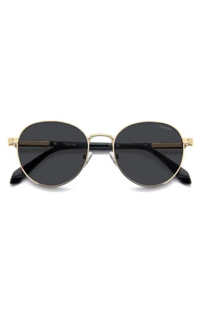 Polaroid 53mm Polarized Round Sunglasses In Gold