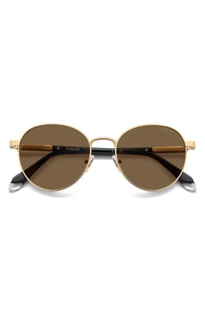 Polaroid 53mm Polarized Round Sunglasses In Gold