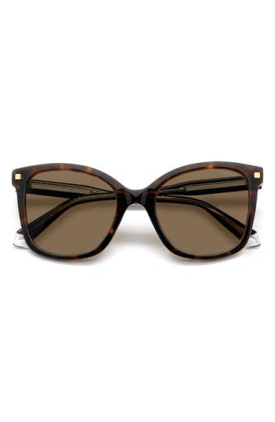 Polaroid 53mm Polarized Square Sunglasses In Havana/bronze Polar