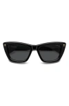 Polaroid 54mm Polarized Cat Eye Sunglasses In Black