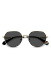 Polaroid 54mm Polarized Rectangular Sunglasses In Gold Black/grey Polar