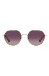 Polaroid 54mm Polarized Rectangular Sunglasses In Gold Violet/burgundy Polar