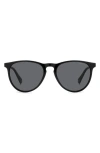Polaroid 54mm Polarized Round Sunglasses In Black/gray Polarized