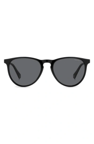 Polaroid 54mm Polarized Round Sunglasses In Black/gray Polarized