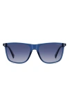 Polaroid 55mm Gradient Polarized Rectangular Sunglasses In Blue/blue Polar