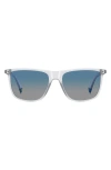 Polaroid 55mm Gradient Polarized Rectangular Sunglasses In Matte Crystal/blue Sf Polar