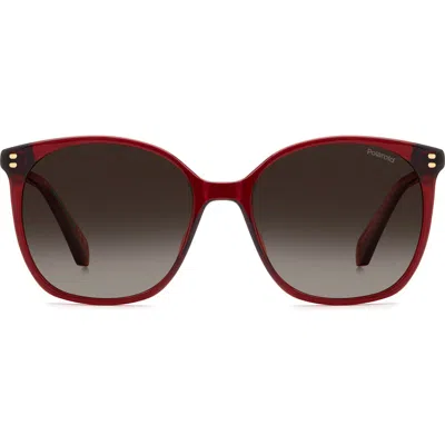Polaroid 55mm Polarized Gradient Square Sunglasses In Brown