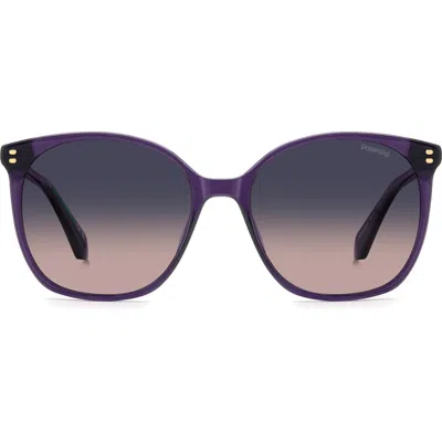Polaroid 55mm Polarized Gradient Square Sunglasses In Blue
