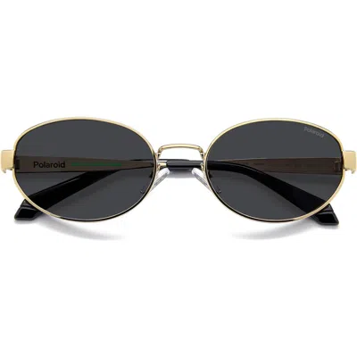 Polaroid 55mm Polarized Oval Sunglasses In Gold