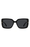 Polaroid 55mm Polarized Rectangular Sunglasses In Black
