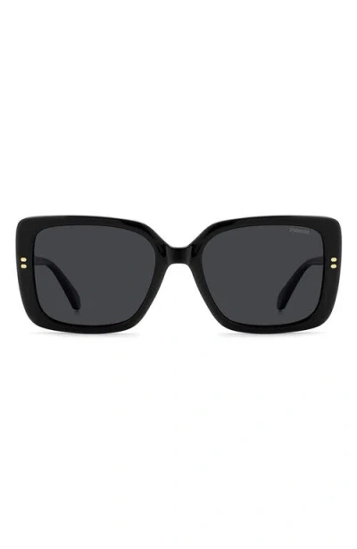 Polaroid 55mm Polarized Rectangular Sunglasses In Black