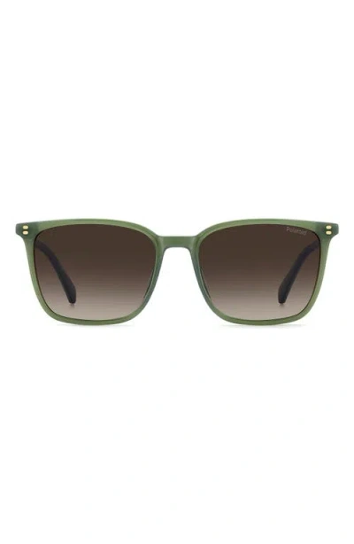 Polaroid 55mm Polarized Rectangular Sunglasses In Green