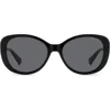 Polaroid 55mm Polarized Round Sunglasses In Black/gray Polarized