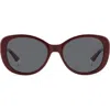 Polaroid 55mm Polarized Round Sunglasses In Burgundy/gray Polarized