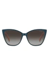Polaroid 56mm Polarized Cat Eye Sunglasses In Blue