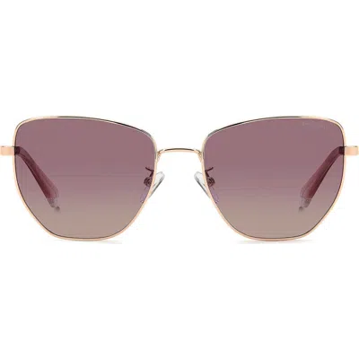 Polaroid 56mm Polarized Gradient Square Sunglasses In Pink