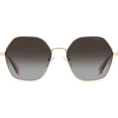 Polaroid 56mm Polarized Gradient Square Sunglasses In Gold