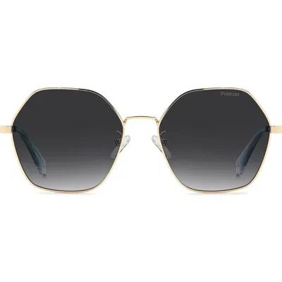 Polaroid 56mm Polarized Gradient Square Sunglasses In Gray