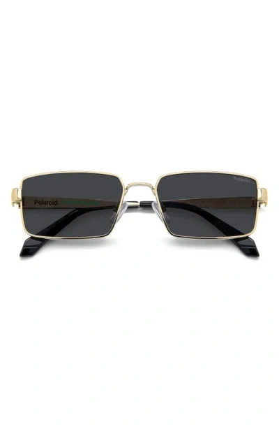 Polaroid 56mm Polarized Rectangular Sunglasses In Gold