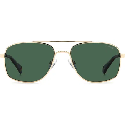 Polaroid 56mm Polarized Rectangular Sunglasses In Green