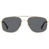 Polaroid 56mm Polarized Rectangular Sunglasses In Gold Grey/grey Polar