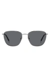 Polaroid 56mm Polarized Rectangular Sunglasses In Ruthenium/gray Polarized