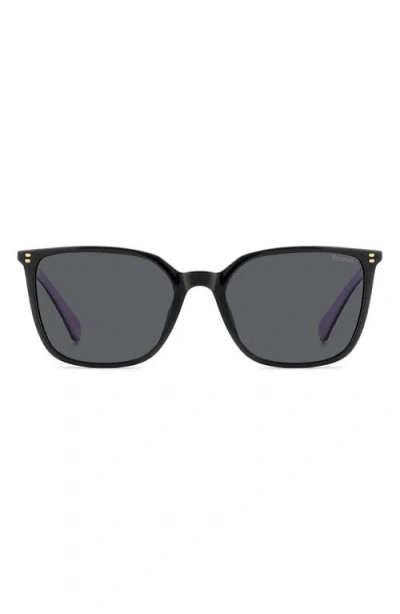 Polaroid 56mm Polarized Square Sunglasses In Black